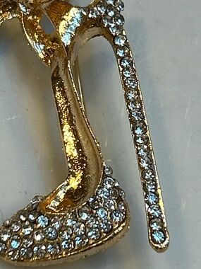 Gold Crystal High Heel Shoe Brooch - Women Jewelry